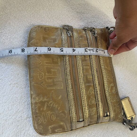 Vintage Coach Women's Poppy Metallic Gold Crossbody 2000’s Y2K Purse Bag - Picture 11 of 12